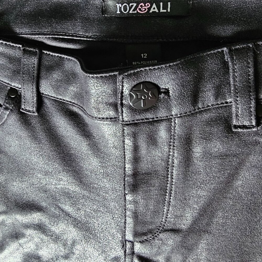 ROZ & Ali Women's Knit Legging Pants Shiny Jean Style Skinny sz 12 - Picture 3 of 9